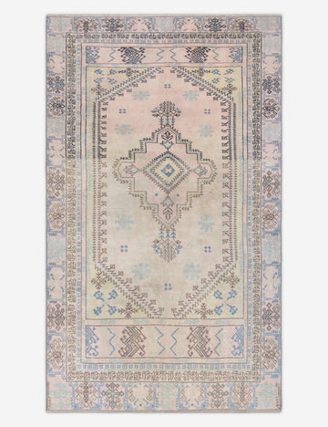 Vintage Turkish Hand-Knotted Wool Rug No. 423, 4'5" x 7'8"