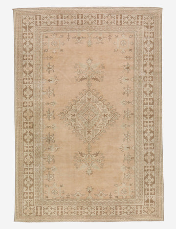 Vintage Turkish Hand-Knotted Wool Rug No. 418, 6'5" x 9'7"