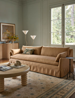 Portola Pleated Sofa : Army Performance Basketweave / 72