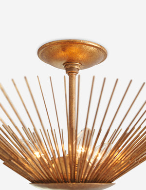 Close up of the Maire starburst silhouette semi-flush mount light