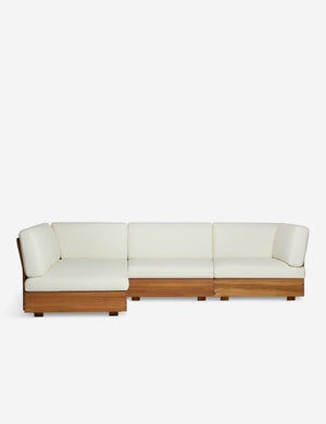 Abbot modular modern teak frame outdoor chaise sectional sofa by Sarah Sherman Samuel