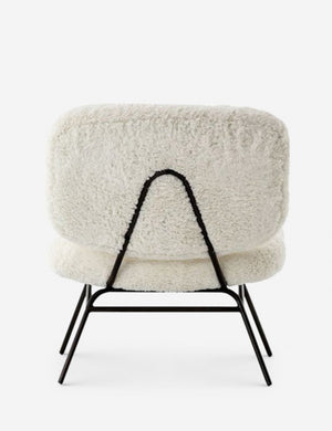 Rear view of the Amanda white plush upholstered accent chair