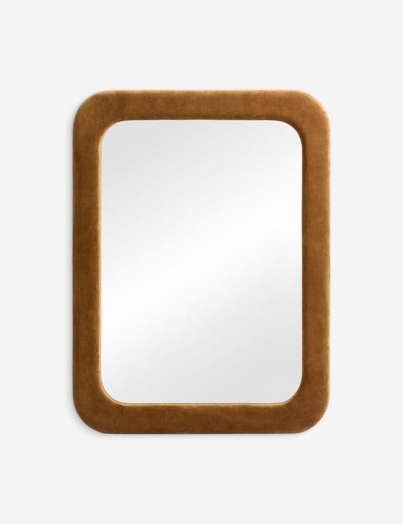 | Annalee velvet upholstered mantel mirror