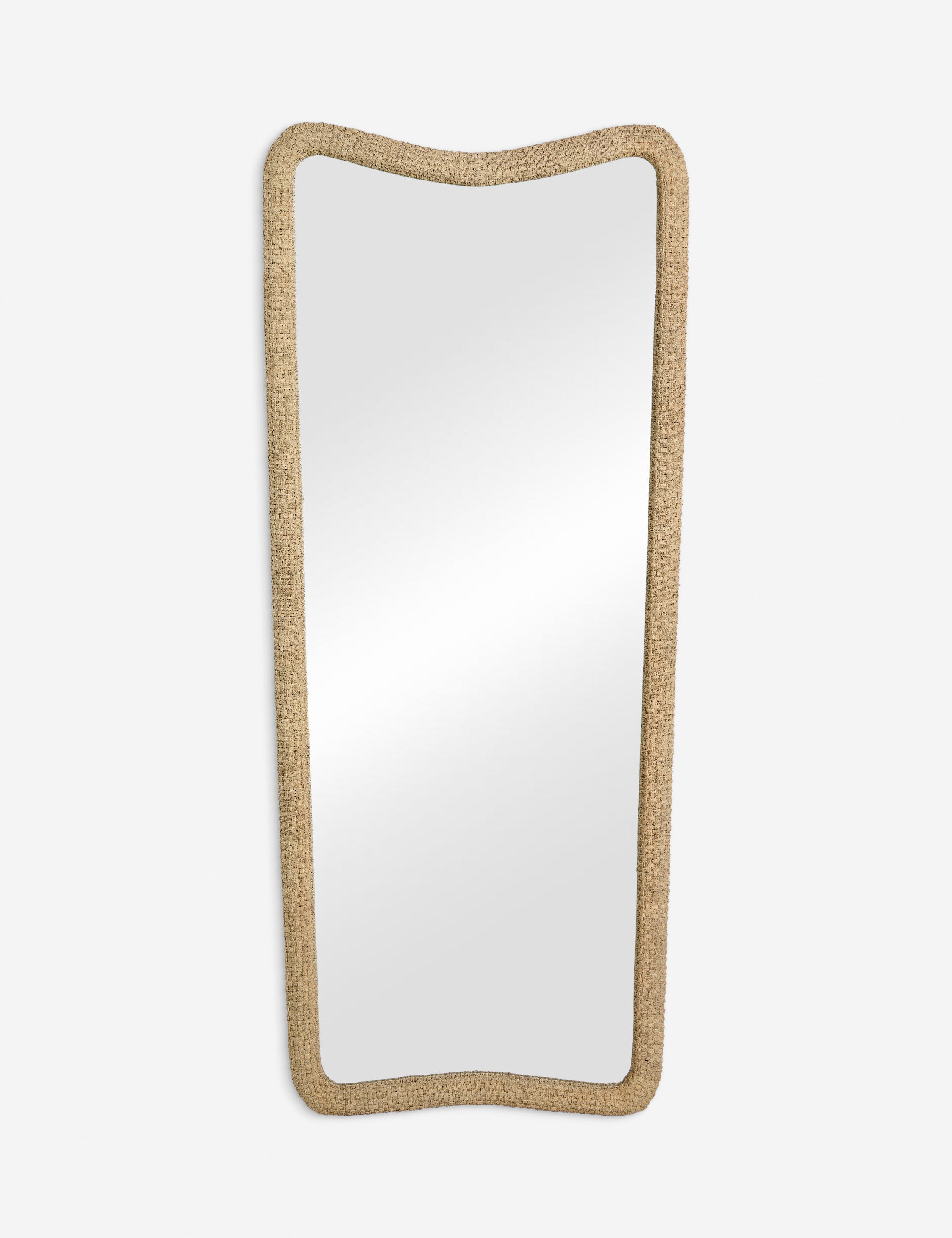 | Anora woven wavy frame floor mirror