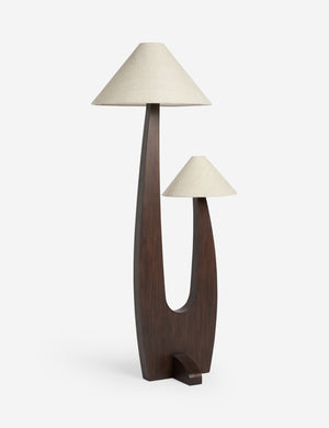 Arca sculptural chunky wood two shade floor lamp by Aimee Song