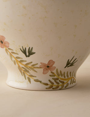 Close up of the base of the Bea floral motif ceramic vase by Heidi Caillier.
