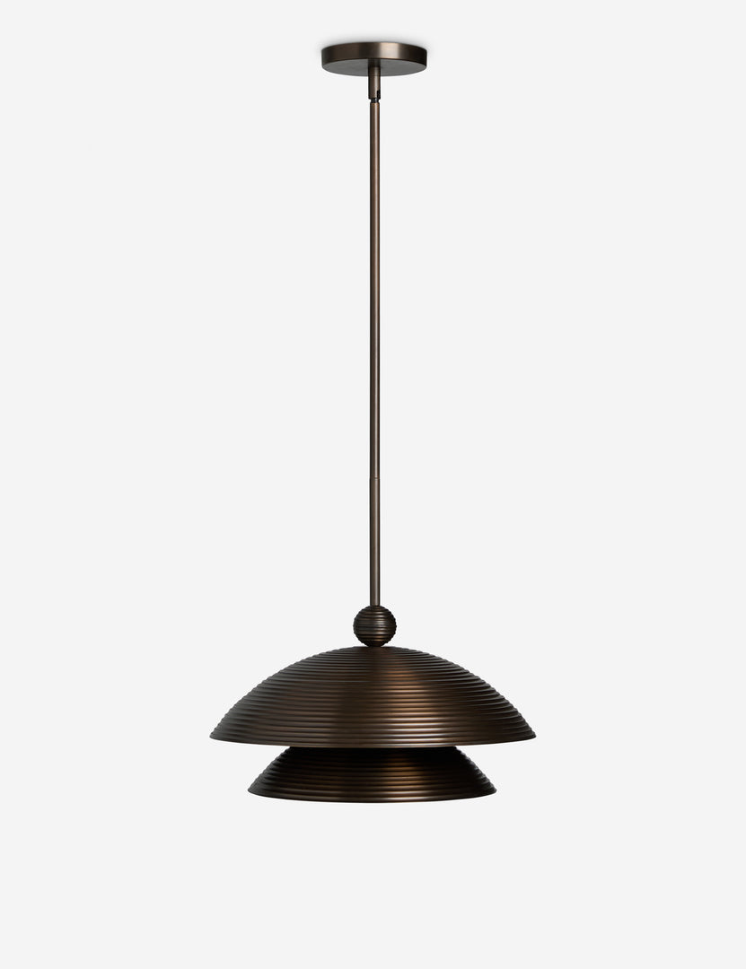#color::burnished-bronze #size::15-dia | Behati sleek two-tier pendant light