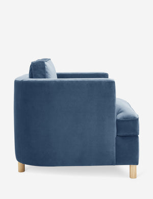 Side of the Belmont Harbor blue velvet accent chair