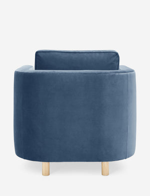 Back of the Belmont Harbor blue velvet accent chair