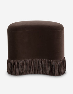 Brahm sculptural velvet fringe accent stool by Aimee Song