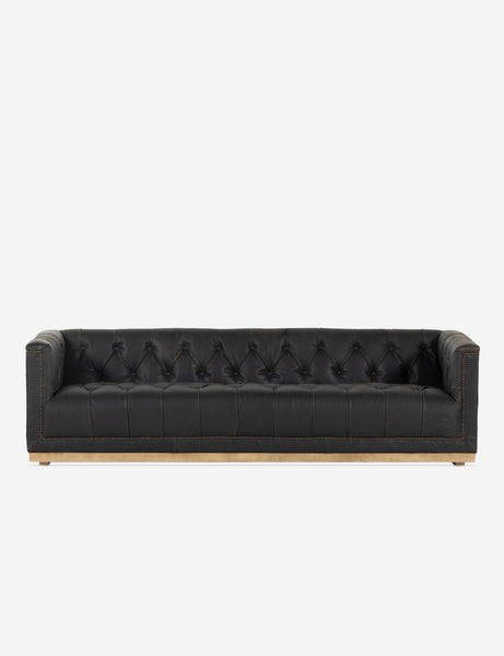 Afia Leather Sofa, Distressed Black