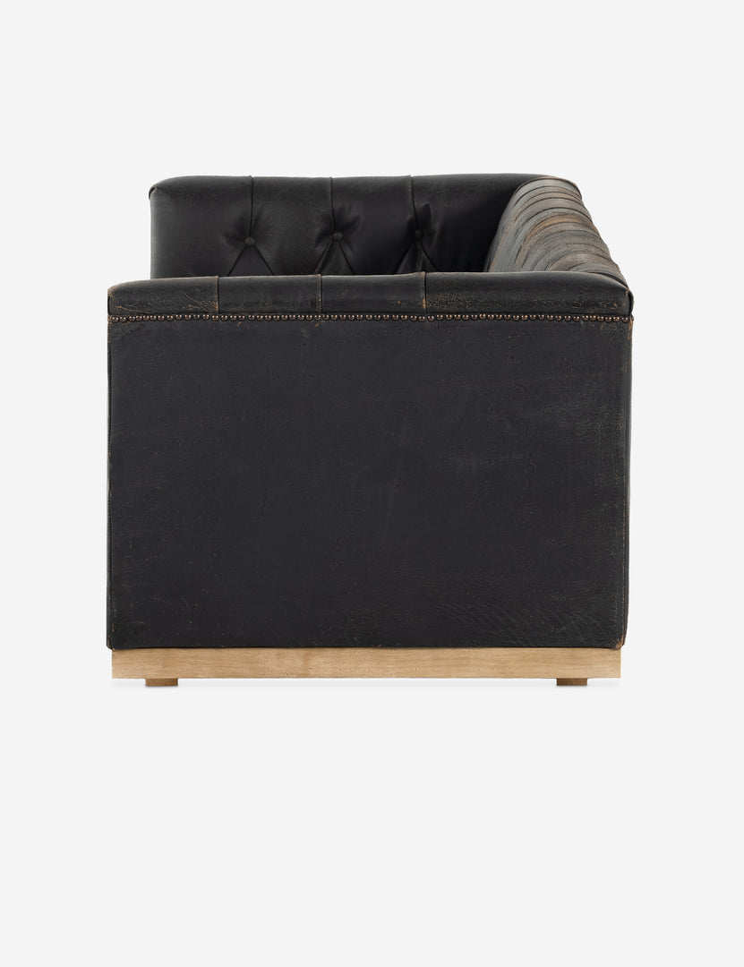 Afia Leather Sofa, Distressed Black