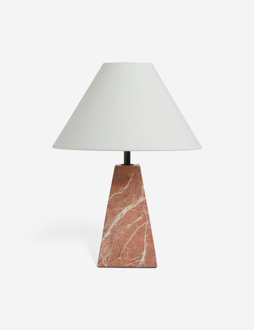 #color::pink-marble | Camara marble pyramid base table lamp