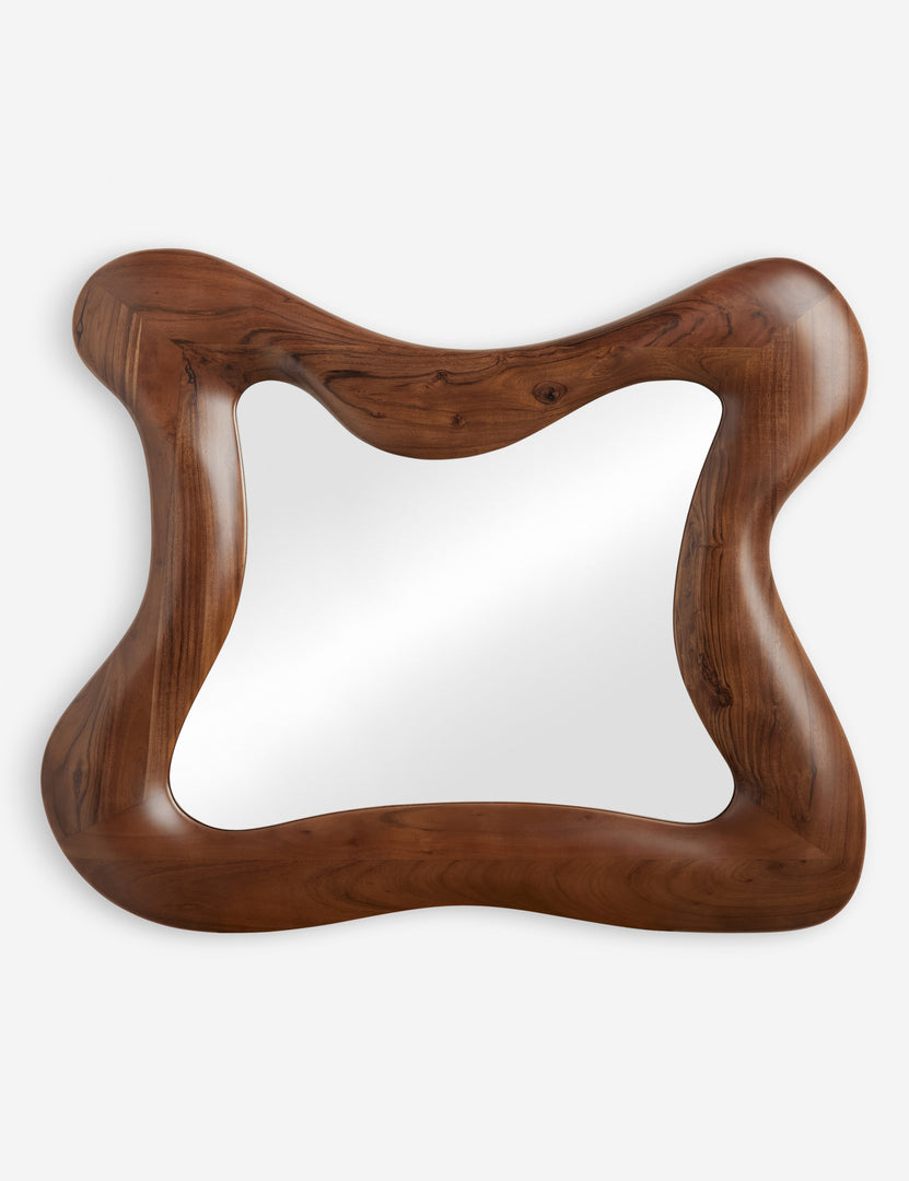 #color::natural | Cambria chunky wood frame wavy silhouette mirror by Aimee Song