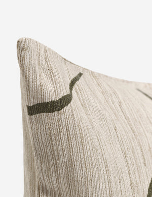 Corner shot of the Canyon Olive Green Square Pillow