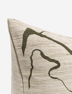 Corner shot of the Canyon Olive Green Square Pillow