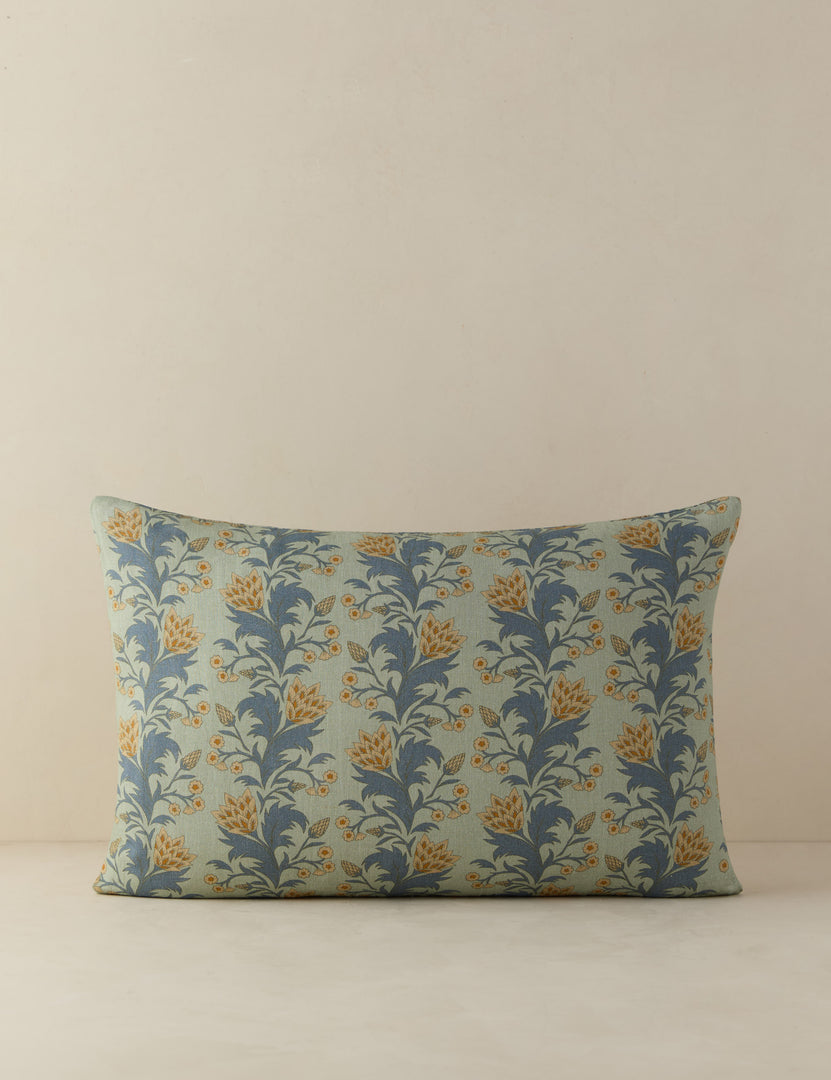 #color::blue #style::lumbar | Catesby floral linen lumbar pillow
