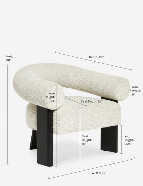 #color::black | Dimensions on the Celeste Accent Chair