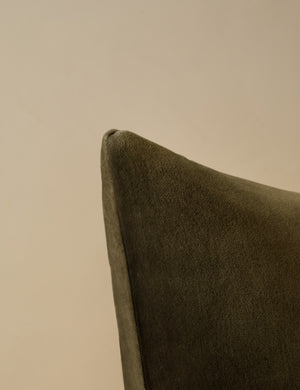 Corner of Charlotte Olive Green Square Velvet Pillow