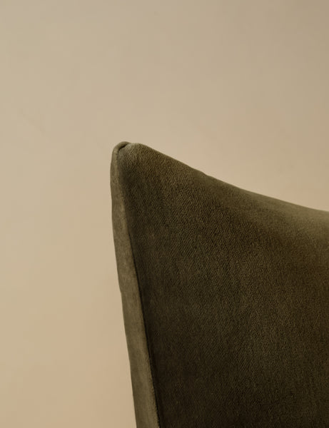 #color::olive #style::square  #fill type::with-feather-down-insert #fill type::pillow-cover-only |   Corner of Charlotte Olive Green Square Velvet Pillow