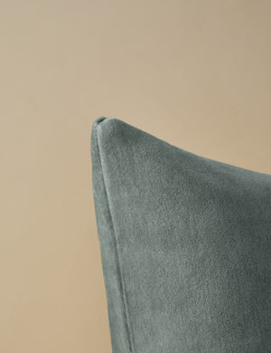 Corner of Charlotte Shale Blue Square Velvet Pillow