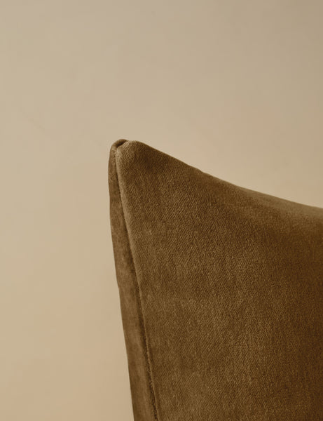 #color::toast #style::square #fill type::with-feather-down-insert  #fill type::pillow-cover-only |   Corner of Charlotte Toast Brown Square Velvet Pillow