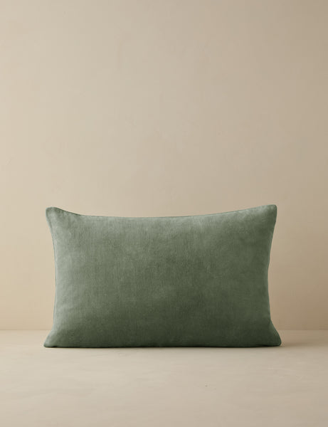 #color::moss #style::lumbar #fill type::with-feather-down-insert  #fill type::pillow-cover-only |   Charlotte Moss Green Lumbar Velvet Pillow