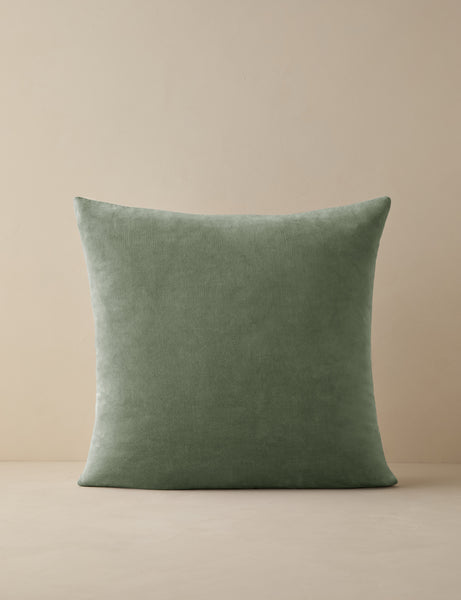 #color::moss #style::square #fill type::with-feather-down-insert  #fill type::pillow-cover-only |   Charlotte Moss Green Square Velvet Pillow