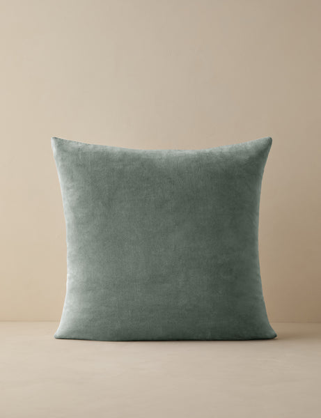 #color::shale-blue #style::square #fill type::with-feather-down-insert  #fill type::pillow-cover-only |   Charlotte Shale Blue Square Velvet Pillow