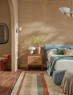 Leary Ottoman : Natural Linen Weave