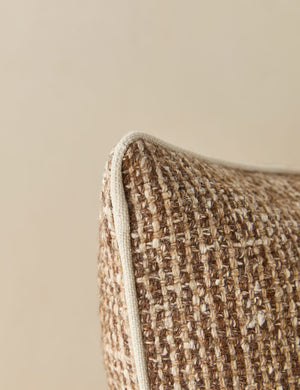 Close up view of the corner of the Enzi tactile tweed pillow by Aimee Song