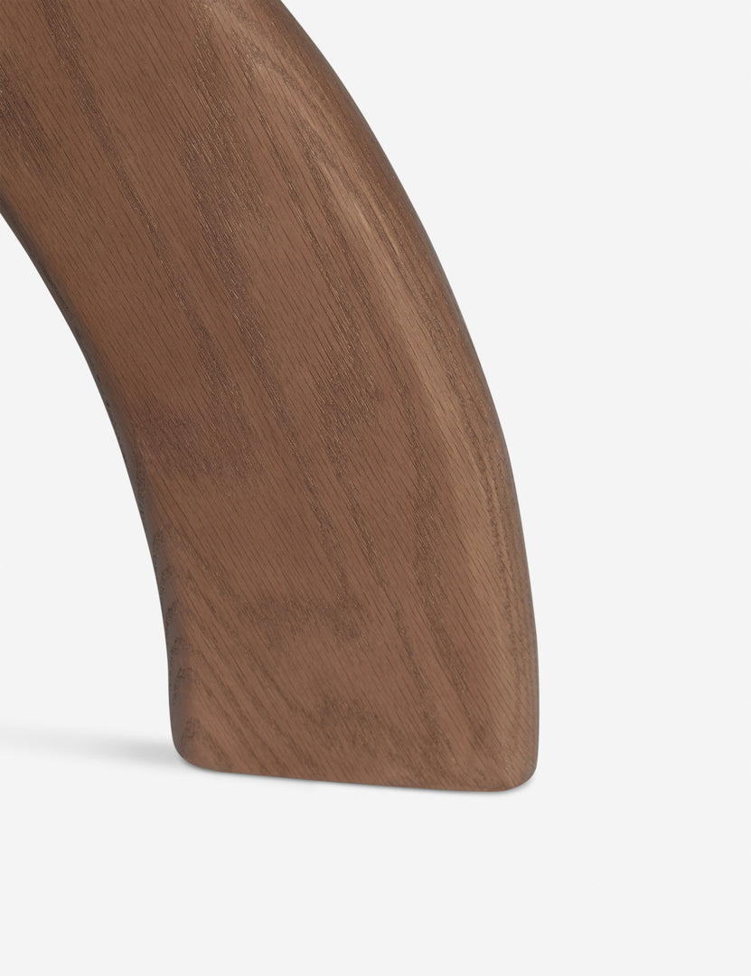 #color::cool-brown | Close up view of the Etna sculptural modern wood accent stool by Aimee Song