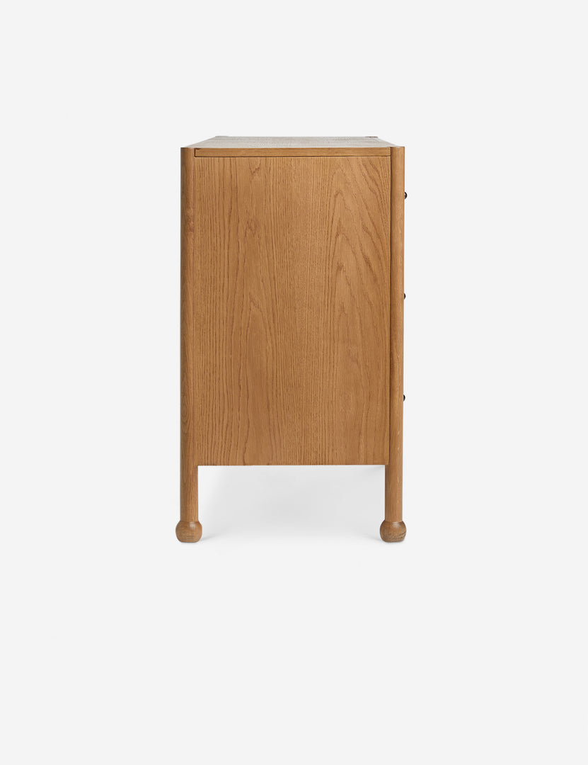 #color::natural | Side profile view of the Fontaine wavy detailing solid oak 6-drawer dresser by Aimee Song