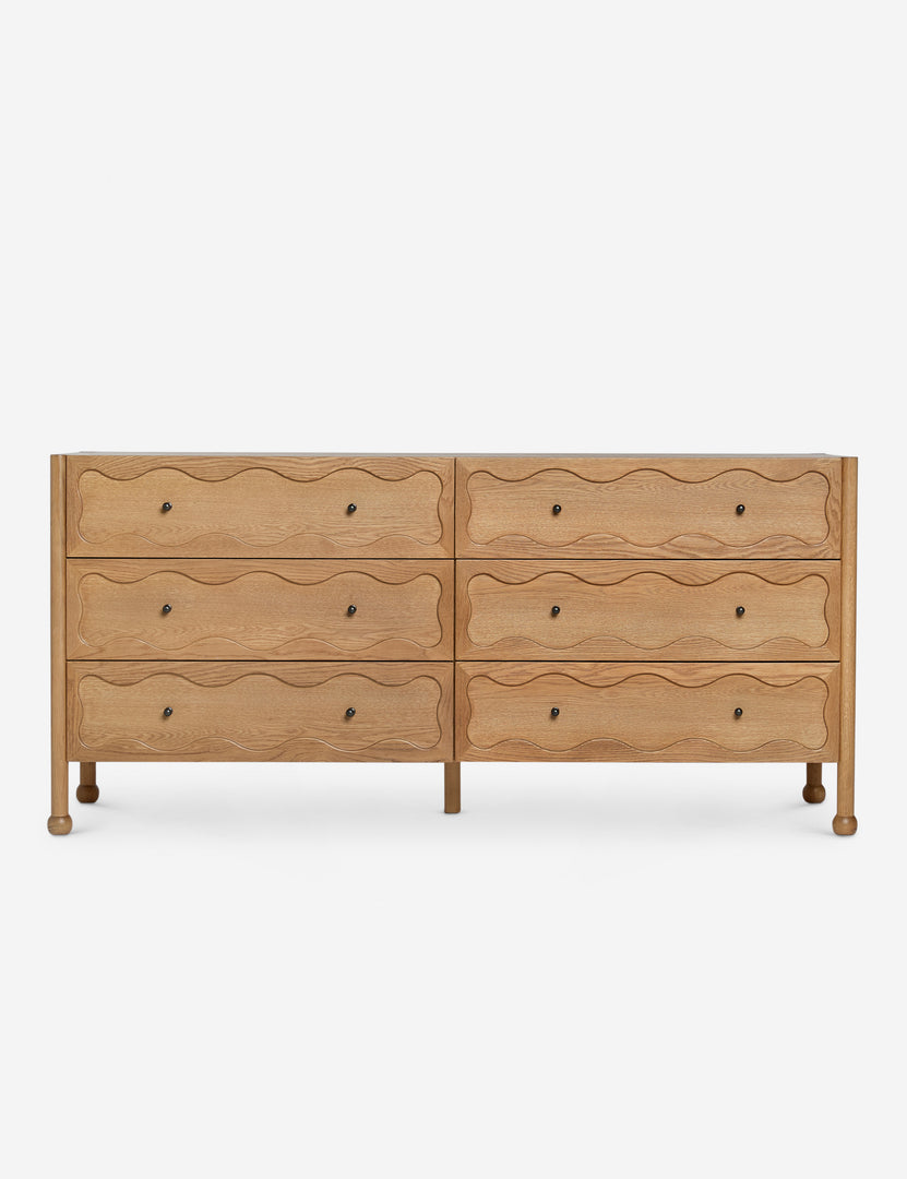 #color::natural | Fontaine wavy detailing solid oak 6-drawer dresser by Aimee Song