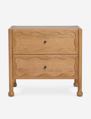 Fontaine wavy detailing solid oak 2-drawer nightstand by Aimee Song