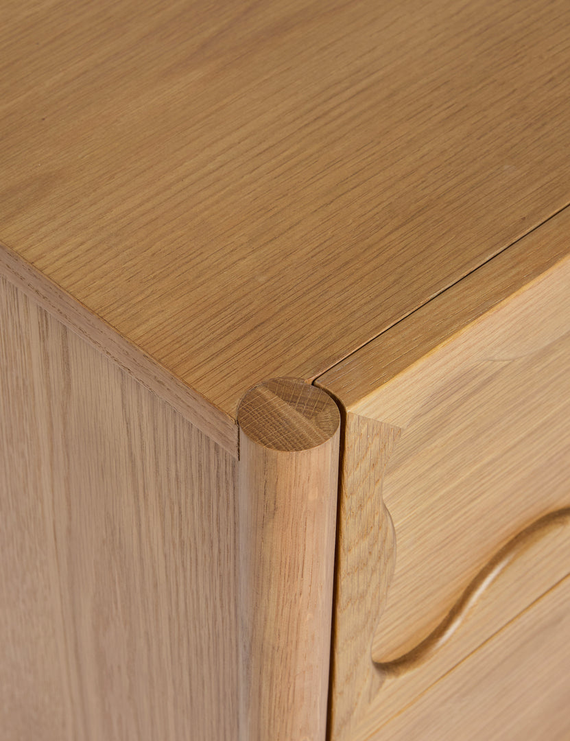 #color::natural | Close up of the Fontaine wavy detailing solid oak 2-drawer nightstand by Aimee Song