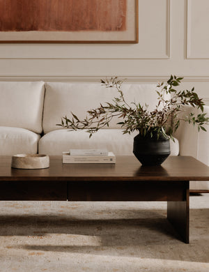 Balland round marble catchall styled on a coffee table