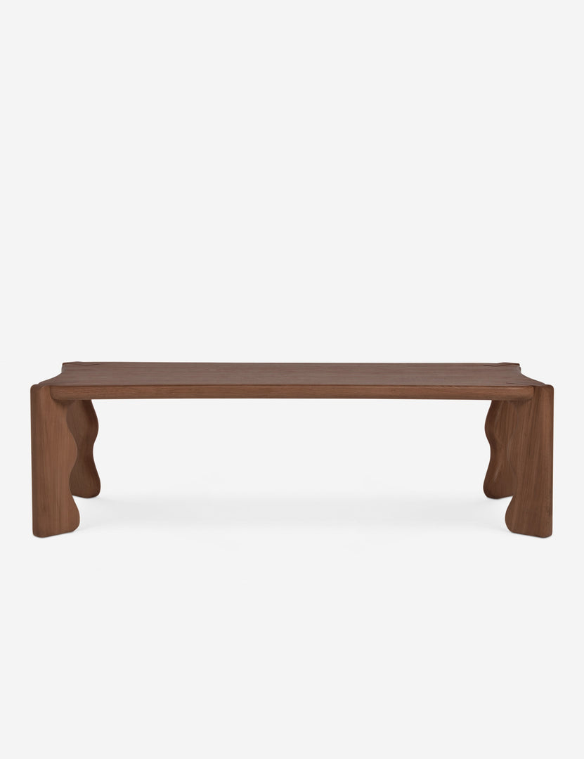 #color::dark-brown | Grifo wavy sculptural oak coffee table by Aimee Song