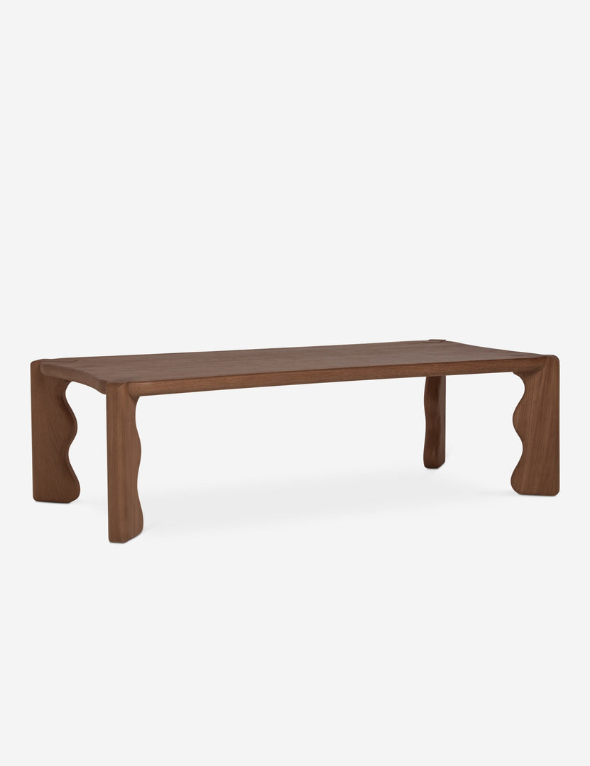 #color::dark-brown | Grifo wavy sculptural oak coffee table by Aimee Song