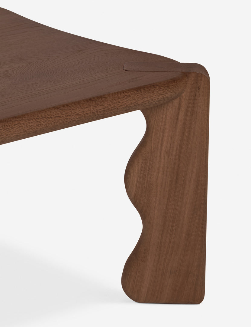 #color::dark-brown | Grifo wavy sculptural oak coffee table by Aimee Song