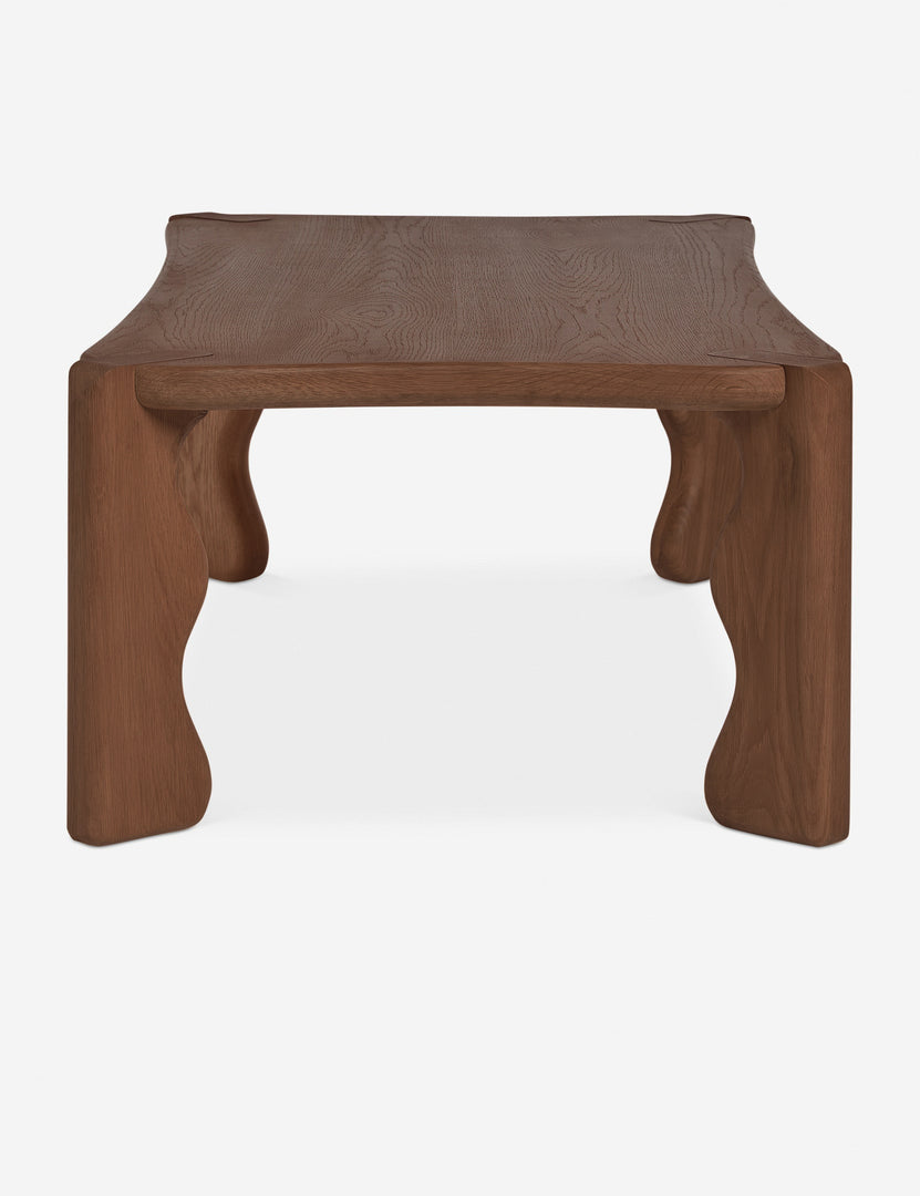 #color::dark-brown | Grifo wavy sculptural oak coffee table by Aimee Song