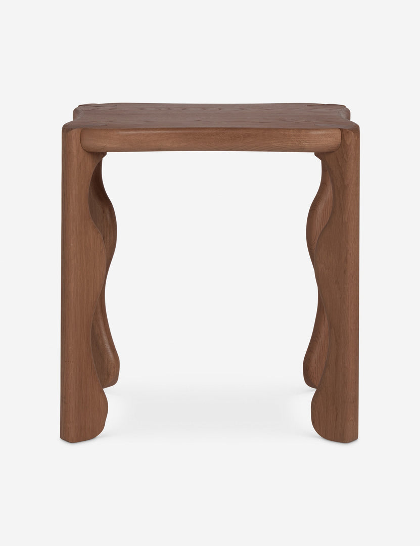 #color::dark-brown | Grifo wavy sculptural oak side table by Aimee Song