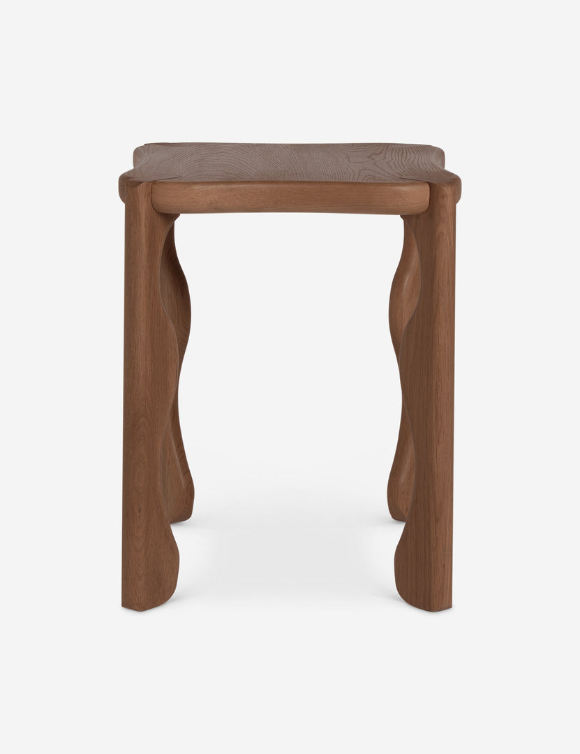 #color::dark-brown | Grifo wavy sculptural oak side table by Aimee Song