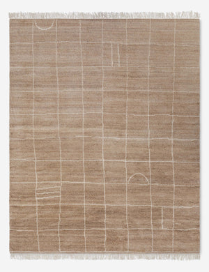 Irregular Grid Hand-Knotted Wool Rug Swatch by Sarah Sherman Samuel, Sandstone