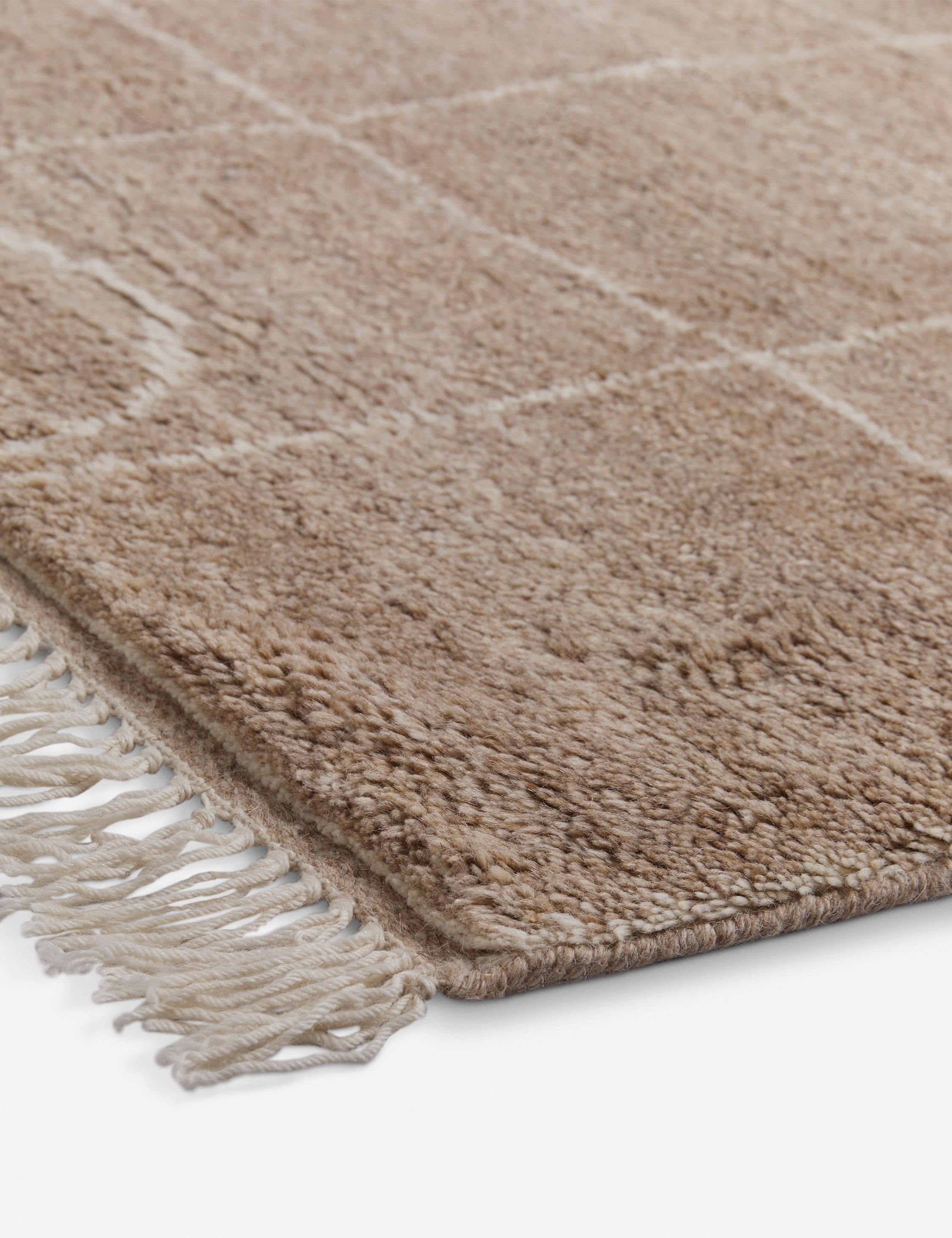 Irregular Grid Hand-Knotted Wool Rug Swatch by Sarah Sherman Samuel, Sandstone