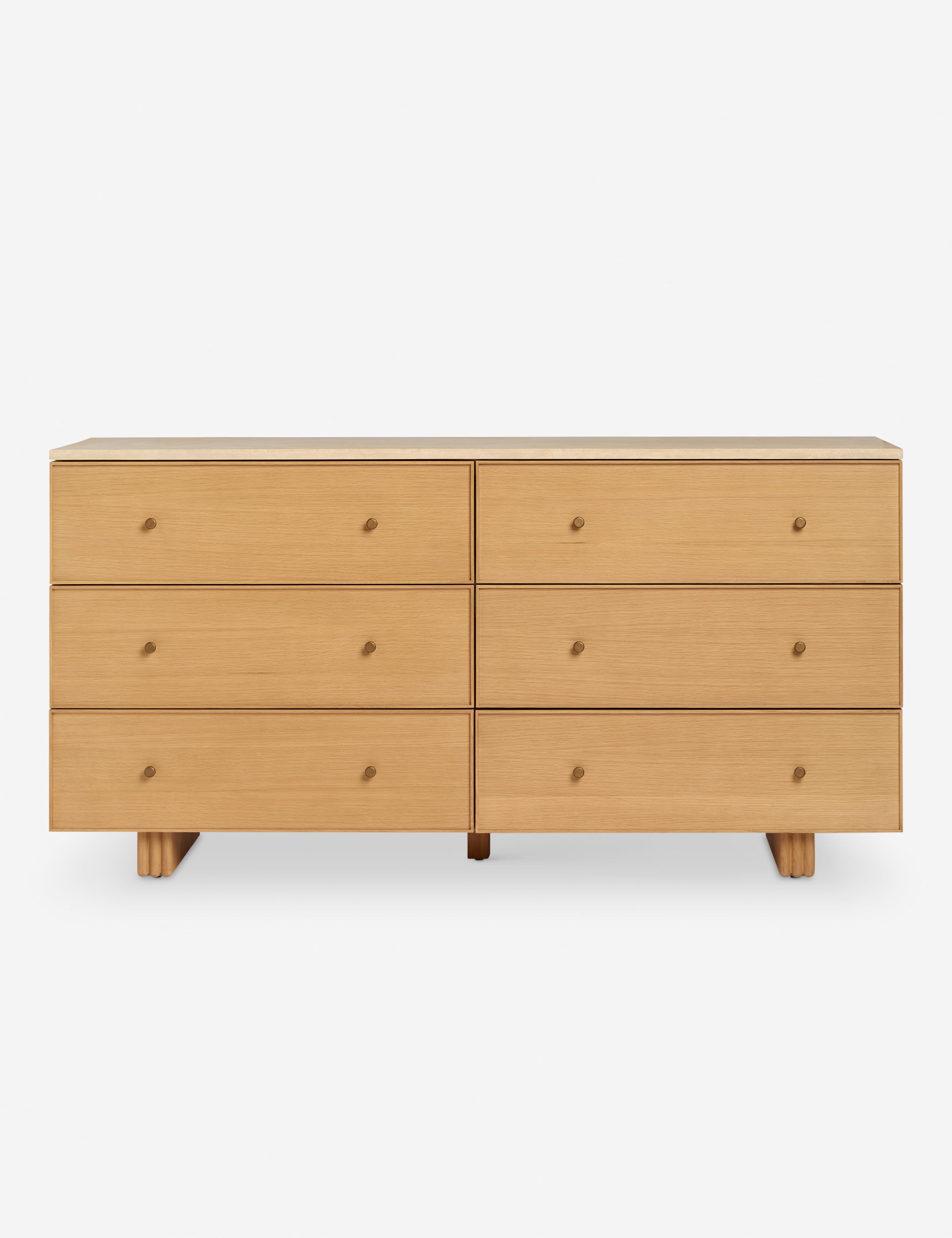 Open Box: Keshan 6-Drawer Dresser, Natural and Travertine