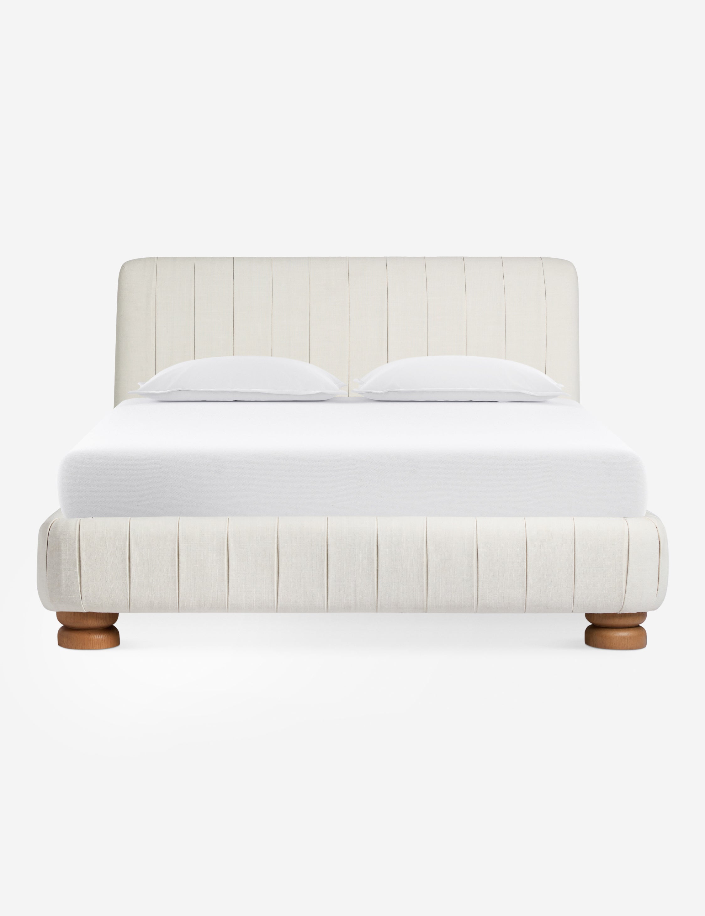 #color::natural-linen-weave #size::queen #size::king | Koppel pleated upholstered platform bed