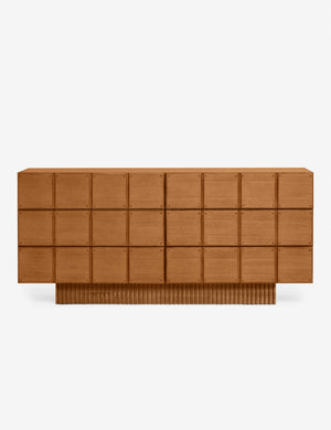 Close up view of the blockwork design on the Lee six drawer dresser