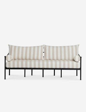 Leni black metal frame striped cushion outdoor sofa