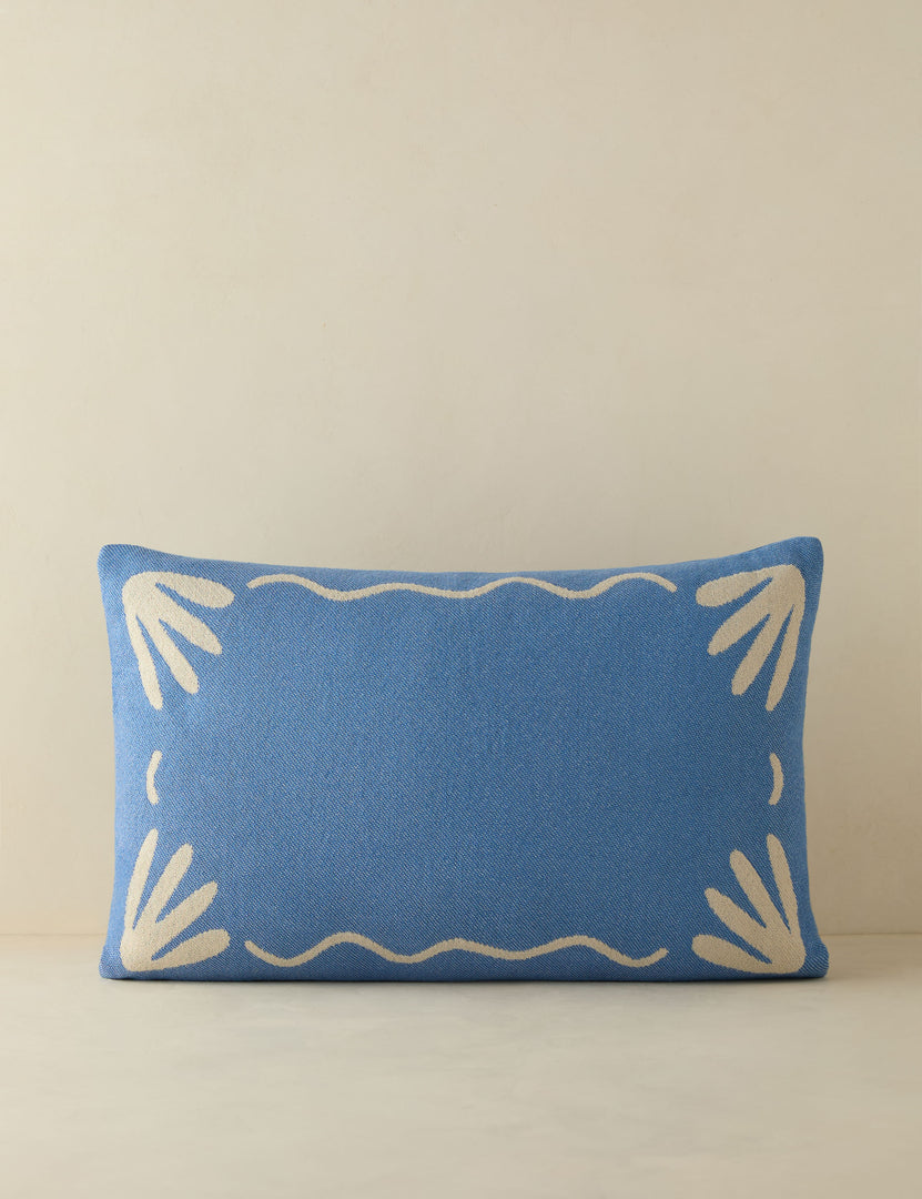 #color::sky-blue #style::lumbar | Lovett minimalist border design indoor / outdoor pillow by Sarah Sherman Samuel